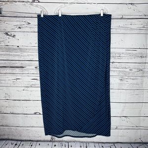 Lane Bryant Size 26/28 Blue & Black Stripe Tulip Hemline Maxi Skirt